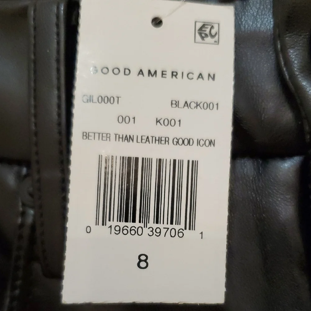 Good American Black Iconic Leather Trousers. NWT - Picture 5 of 7